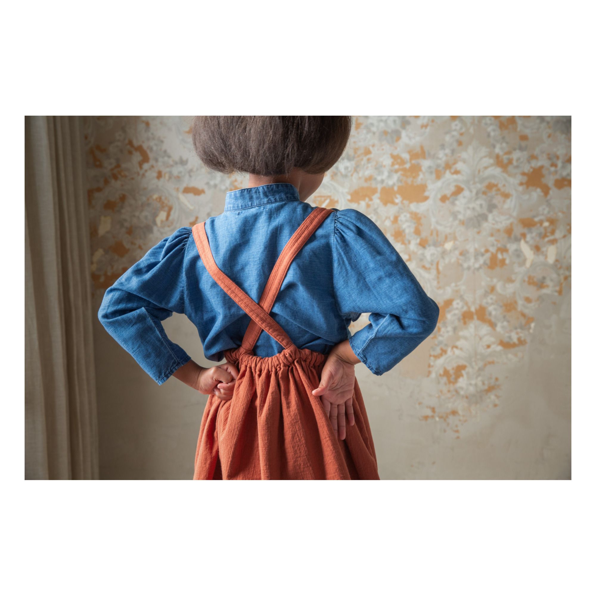 Mavis Organic Cotton Muslin Suspender Skirt | Terracotta