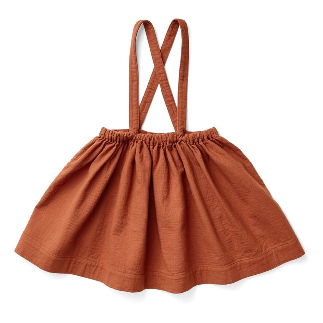 Mavis Organic Cotton Muslin Suspender Skirt | Terracotta