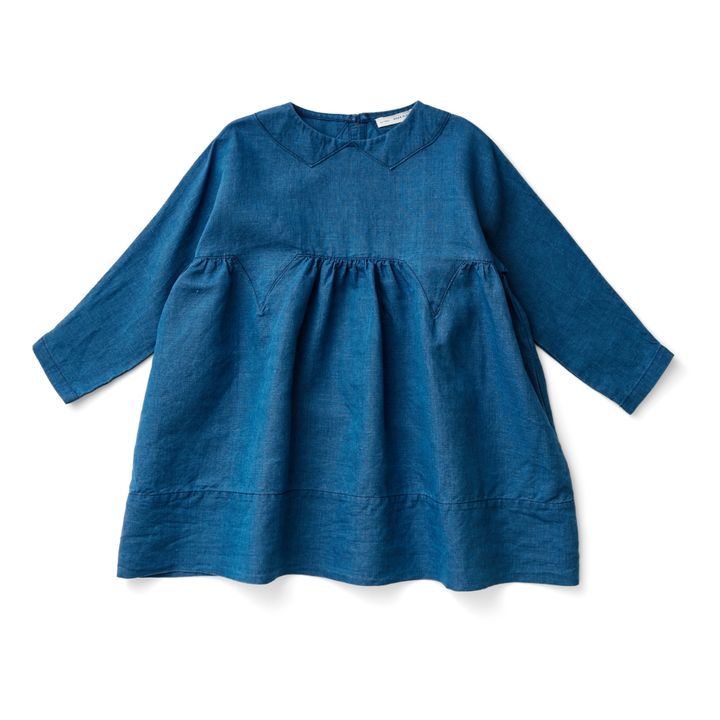 Millie Cotton and Linen Dress | Indigo blue- Product image n°0