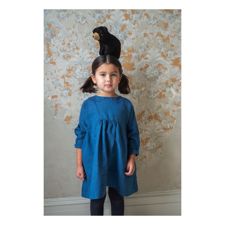 Millie Cotton and Linen Dress | Indigo blue- Product image n°1