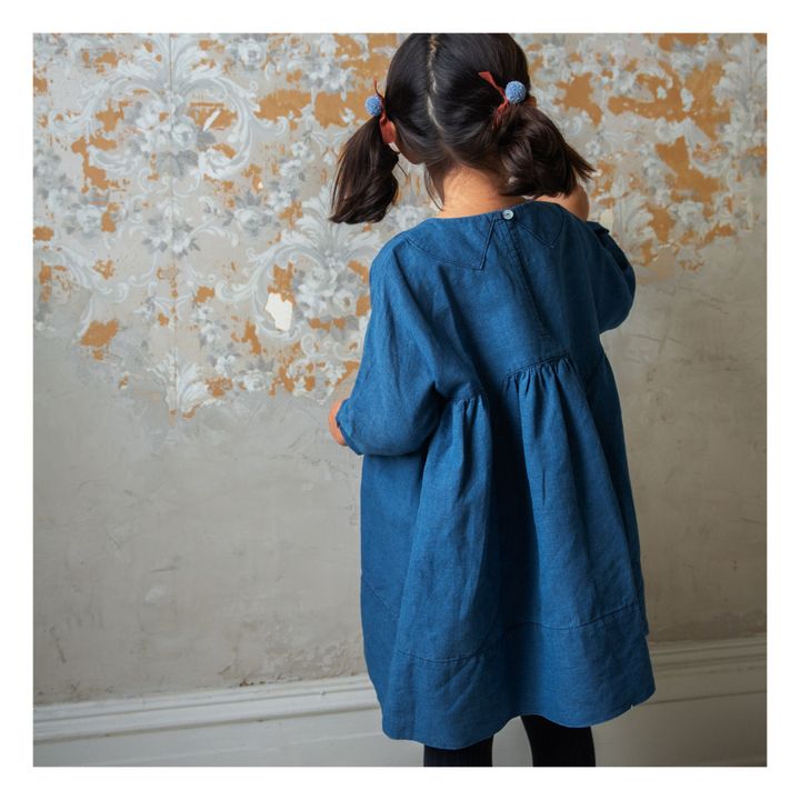 Millie Cotton and Linen Dress | Indigo blue- Product image n°4