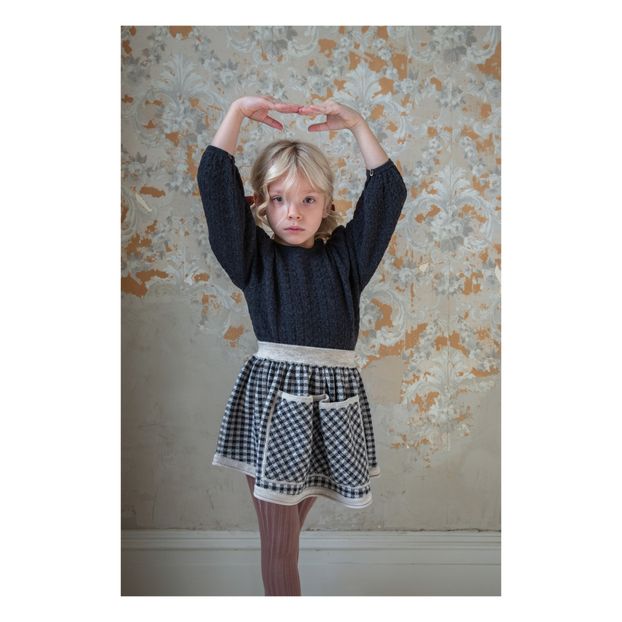 Soor Ploom - Erma Checked Merino Wool Skirt - Ecru | Smallable