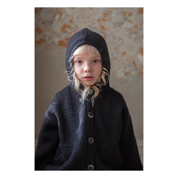 Soor Ploom - Elfen Merino Wool Hooded Coat - Charcoal grey