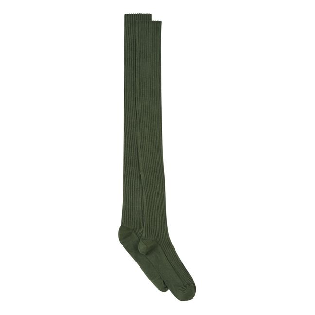 Overknee Ribbed Socks | Verde Kaki
