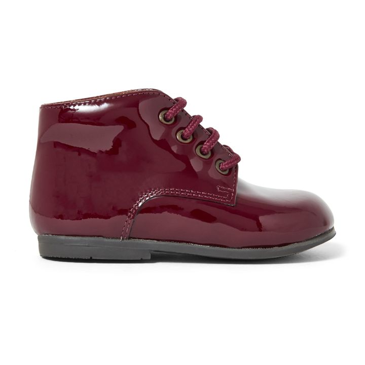 Patent Leather Lace-Up Boots | Burdeos- Imagen del producto n°0