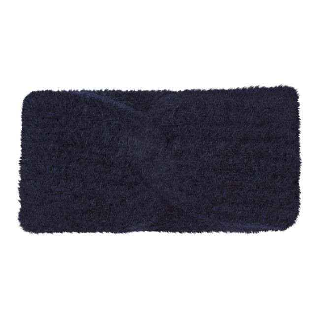 Fascia per capelli in lana e mohair | Blu marino