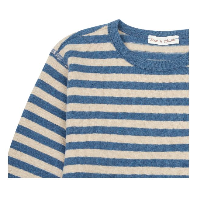 Striped Elbow Patch Jumper Blue