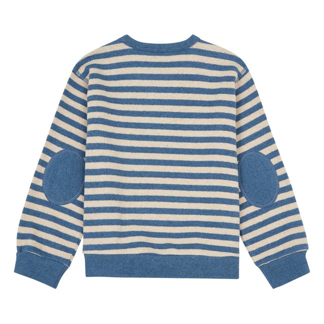 Striped Elbow Patch Jumper Blue