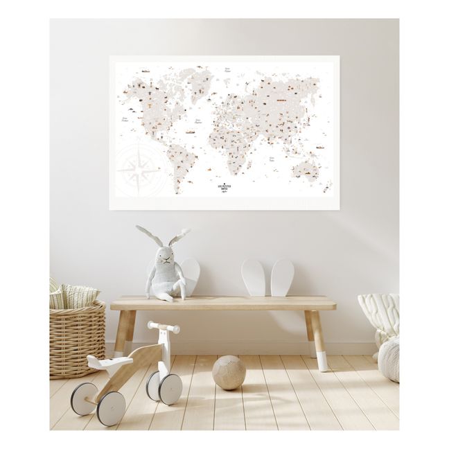 World Map Stamp Poster