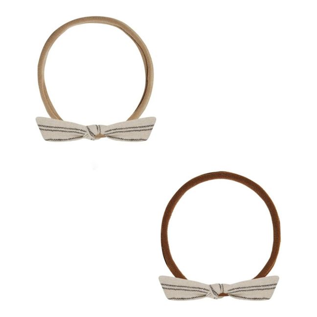 Striped Small Bow Headband  | Marrón