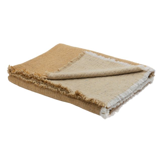 Double-Sided Fringed Blanket Ocra