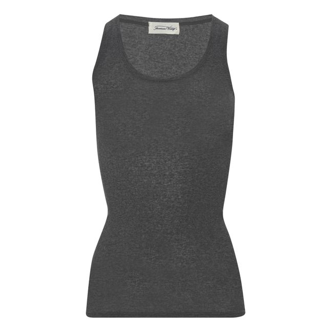Massachusetts Crew Neck Tank Top | Marled charcoal grey