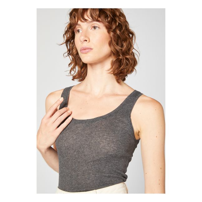 Massachusetts Crew Neck Tank Top | Marled charcoal grey
