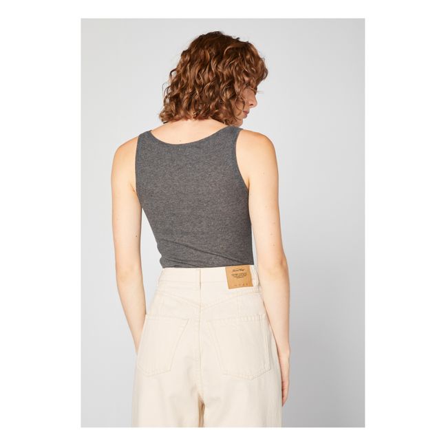 Massachusetts Crew Neck Tank Top | Marled charcoal grey