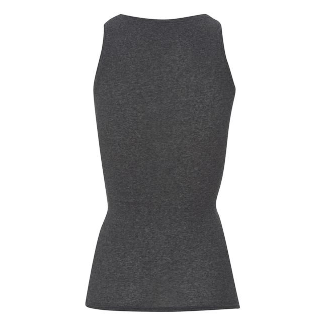 Massachusetts Crew Neck Tank Top | Marled charcoal grey
