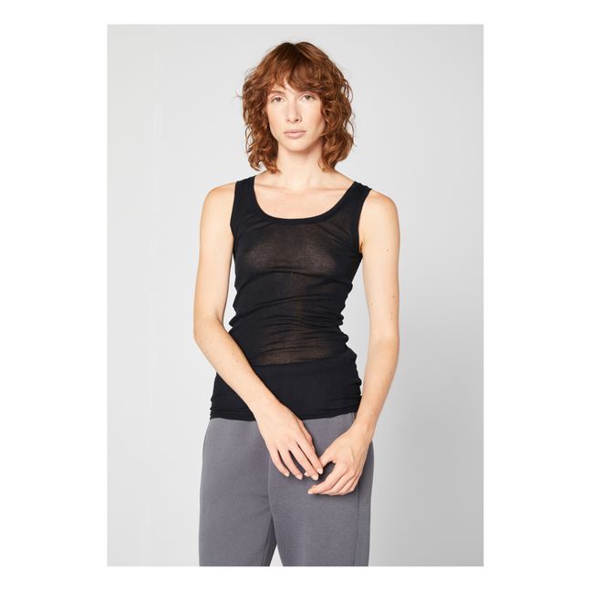 Massachusetts Crew Neck Tank Top | Black
