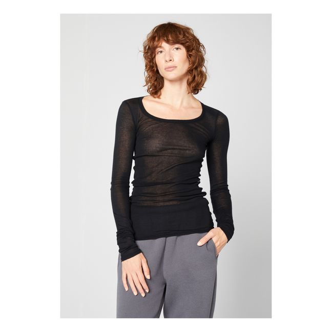 Massachusetts Crew Neck Long Sleeve T-shirt | Negro