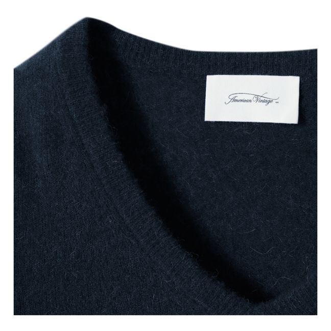 Razpark V-Neck Wool Jumper | Blu marino