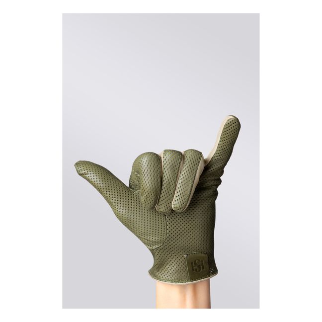 Guanti in pelle traforata Statement | Verde militare