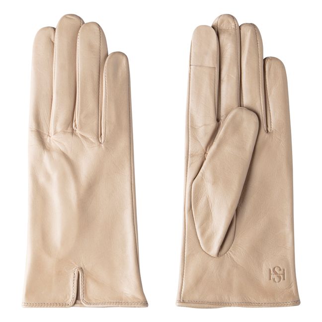 Essentials Leather Gloves Beige