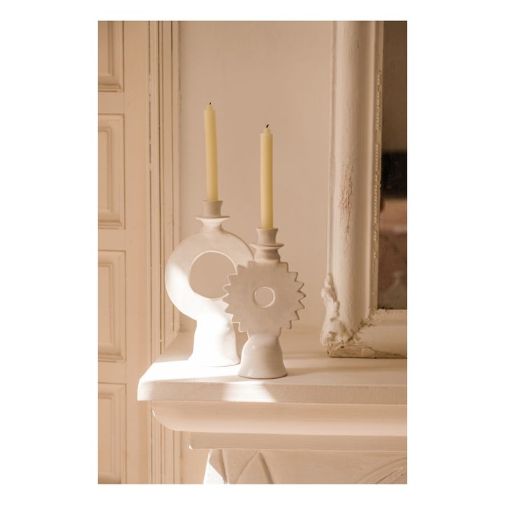 Tadelakt Sun Candle Holder | Blanco- Imagen del producto n°1