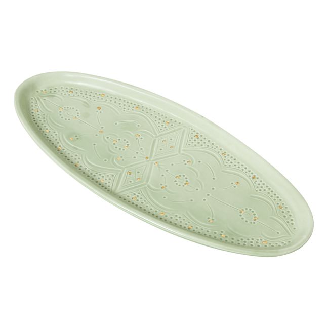 Oval Serving Dish Almond green