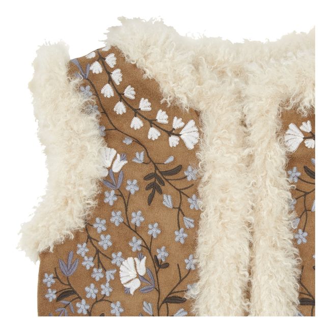 Tuli Embroidered Faux Fur Jacket | Caramello