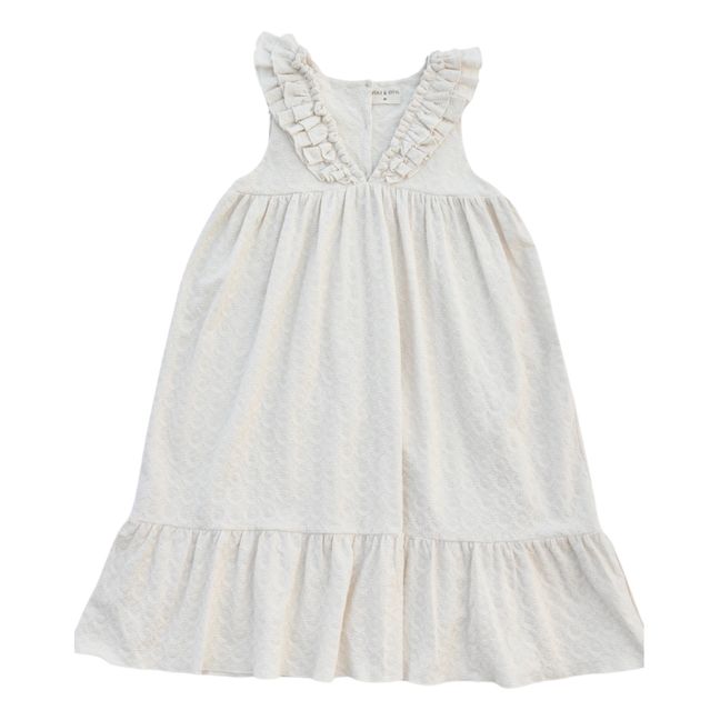 Aura Textured Cotton Dress | Ecru