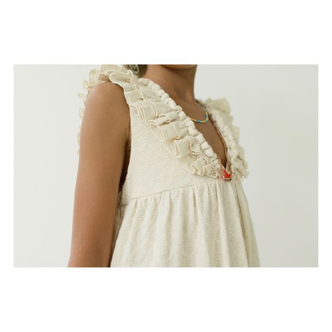 Aura Textured Cotton Dress | Ecru