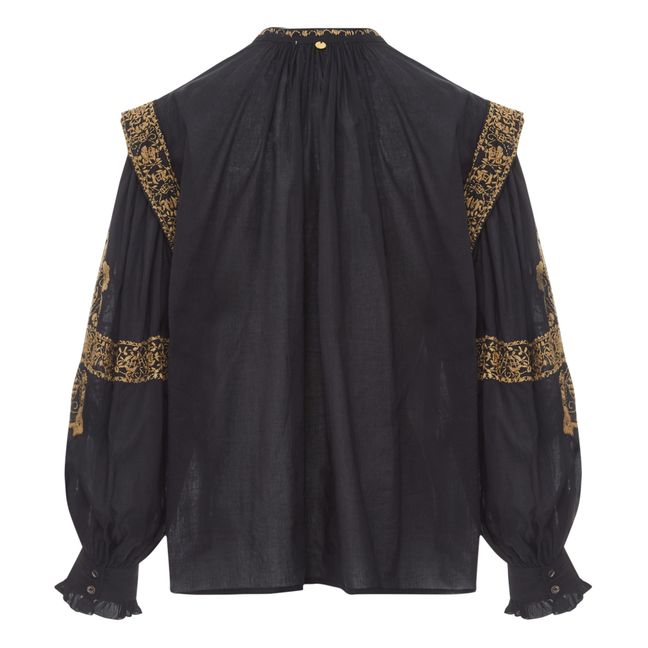 Alan Hand-Embroidered Blouse | Black