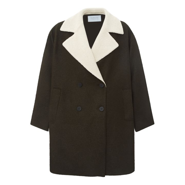 Manteau Oversize Laine Pressée Façon Mouton Dark green Harris Wharf ...