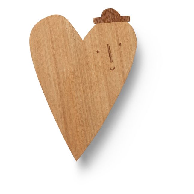 Lampada a forma di cuore, in legno
