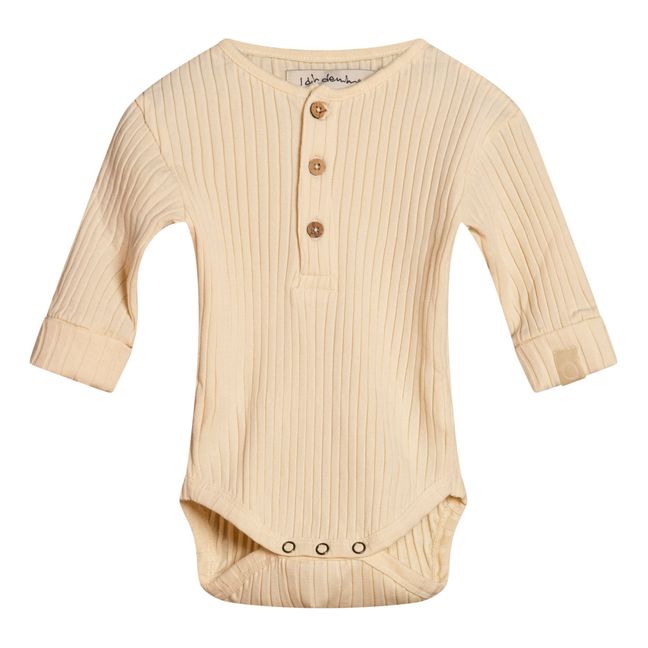 Bowie Organic Cotton Baby Bodysuit | Beige