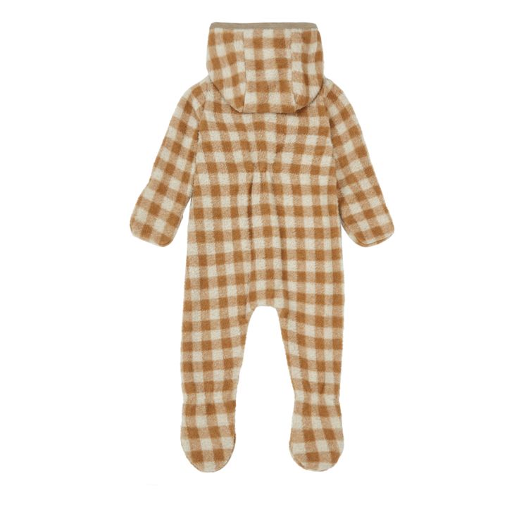Polar Fleece Lined Checkered Knit Hooded Jumpsuit | Beige- Product image n°1
