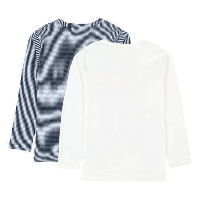 Lot 2 T-Shirts Manches Longues Coton Bio Blackmout | Blanc