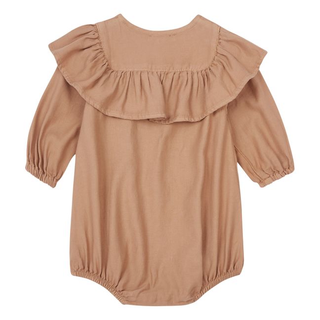 Ines Organic Cotton Frill Baby Bodysuit | Beige