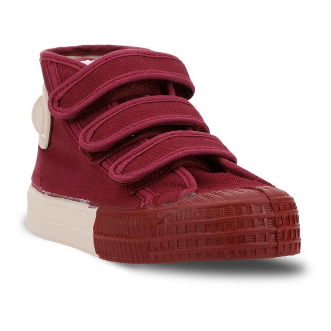 Velour Velcro High-Top Sneakers | Rosso