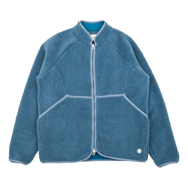 Solid Colour Zip-Up Fleece Jacket | Azul