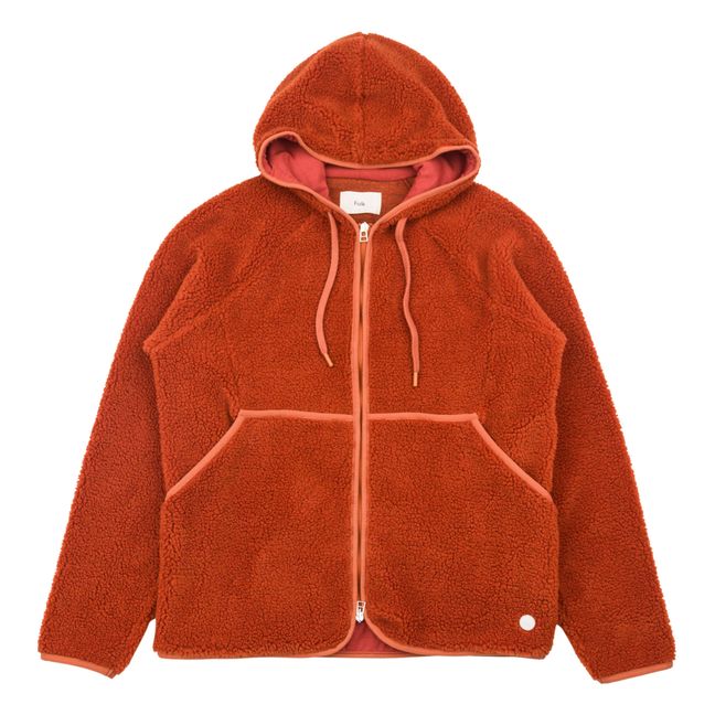 Puzzle Solid Colour Hooded Fleece Jacket | Rojo