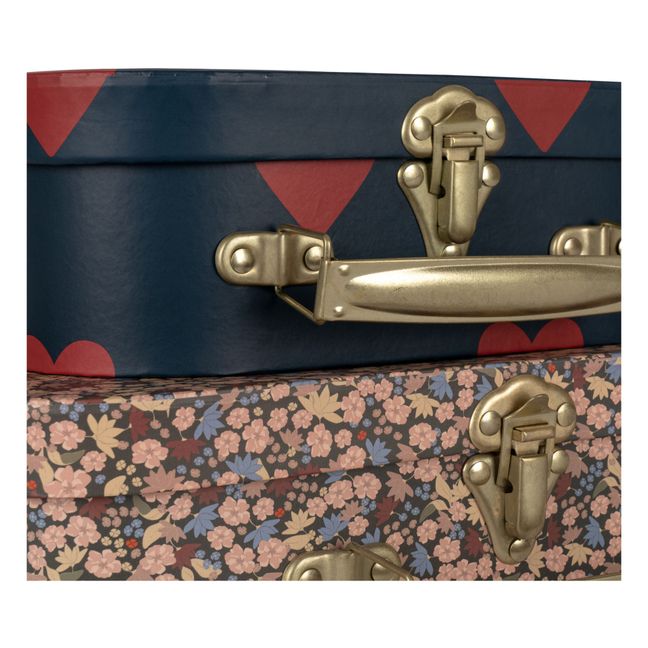 Petites valises en carton FSC Winter garden/amour - Set de 2 | Bleu