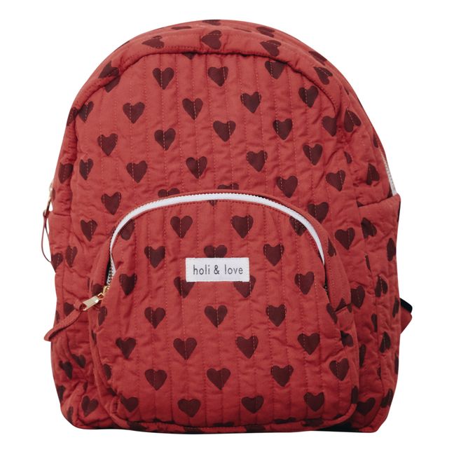 Heart Print Backpack | Red