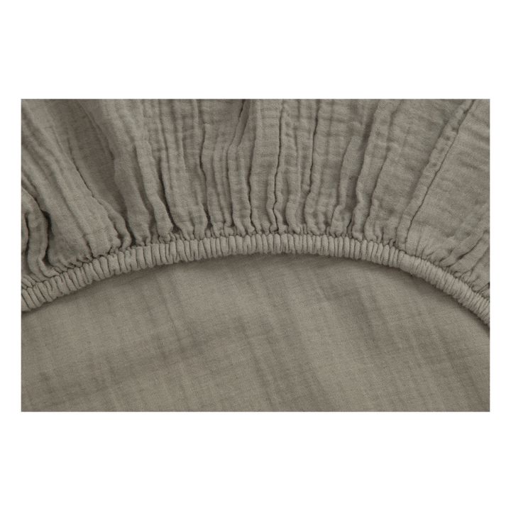 Spannbettlaken Géranium aus Baumwollmusselin | Khaki- Produktbild Nr. 1