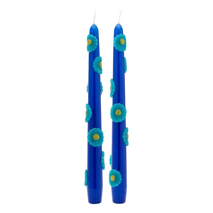 Floral Candles - Set of 2 | Blue- Product image n°0
