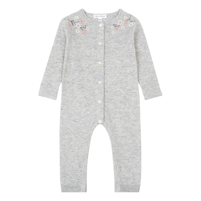 Embroidered Wool and Cashmere Jumpsuit | Grigio chiné