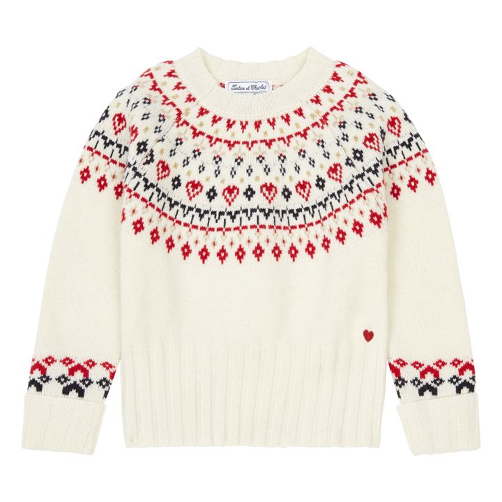 Jacquard Woollen Jumper - Christmas Collection  | Ecru- Product image n°0
