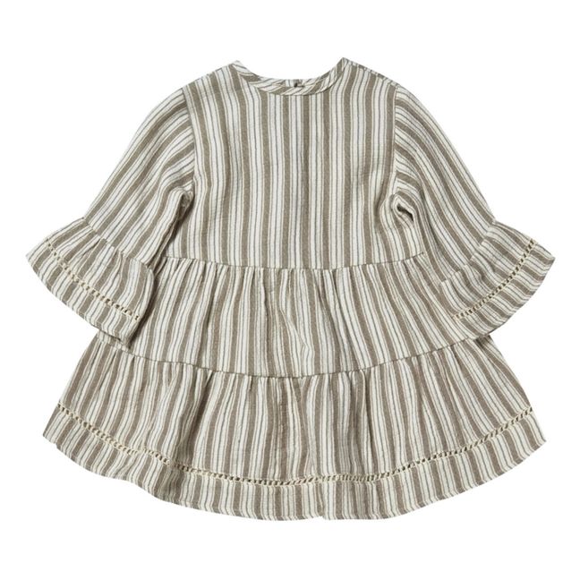 Fern Striped Organic Cotton Dress | Grigio
