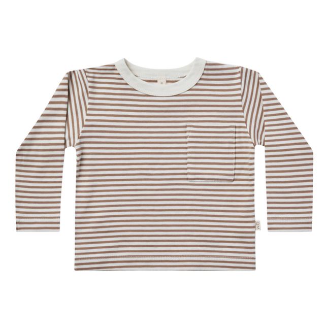 Striped Organic Cotton T-shirt  | Chocolate
