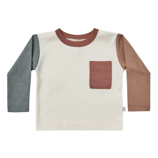 Camiseta de algodón orgánico Colorblock  | Marfil