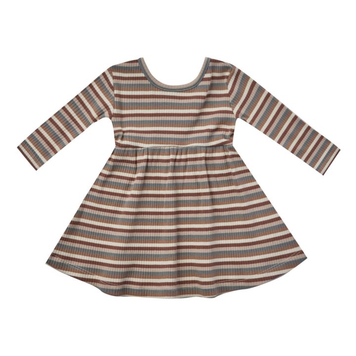 Organic Cotton Ribbed Striped Dress | Marrón- Imagen del producto n°0