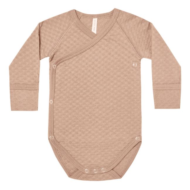 Organic Cotton Pointelle Cross-Body Bodysuit | Pink